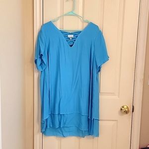 Avenue Plus-Size Light Blue Layered Tunic